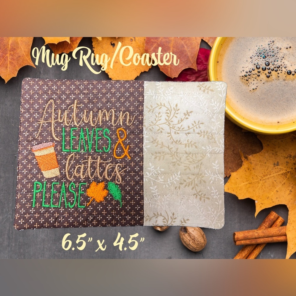 Hand Crafted Mug Rug Coaster Embroidered Cotton Fabric Padded Absorbs Liquid - Picture 4 of 5